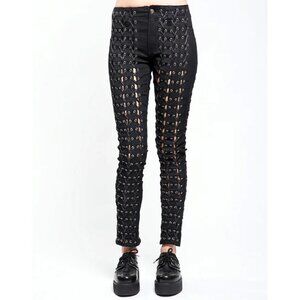 Women's Gothic Punk Emo Medieval Bondage Black Goth Zipper Rock Star Pants